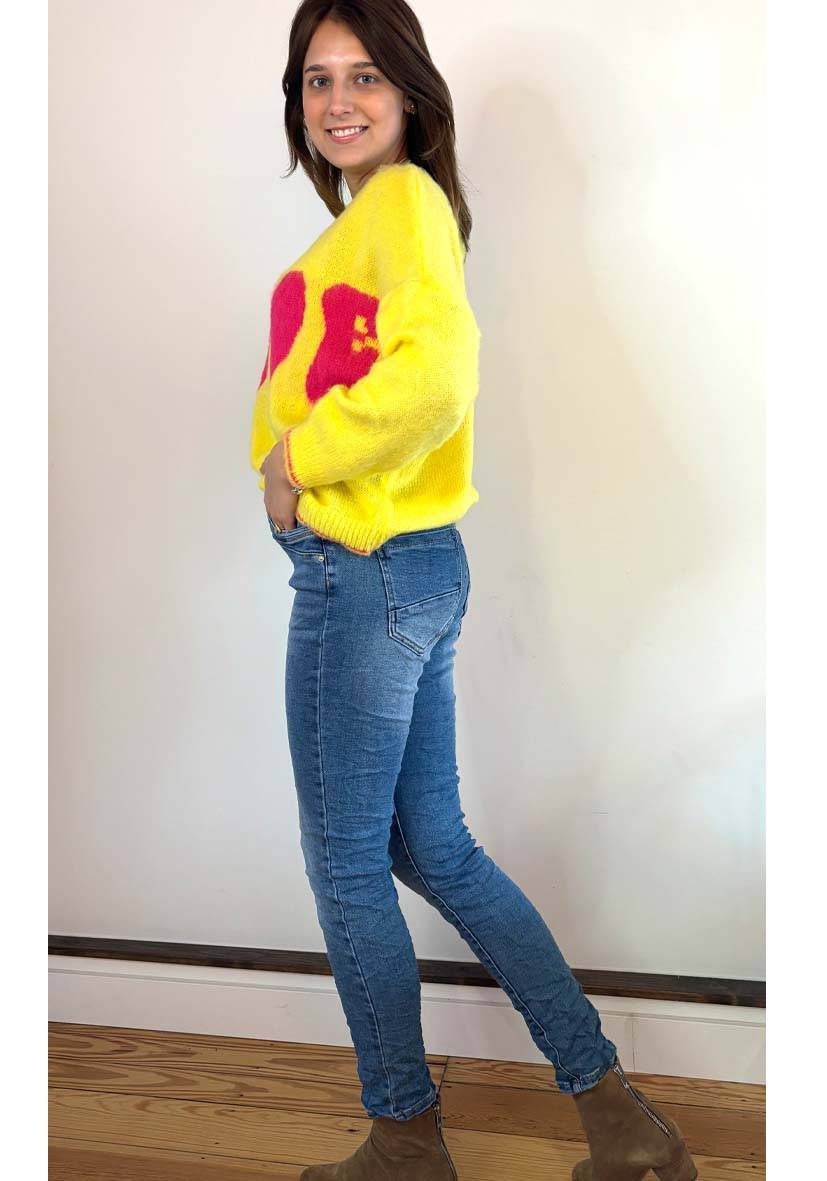 Miss Goodlife Star Jeans Heart Button – Blue