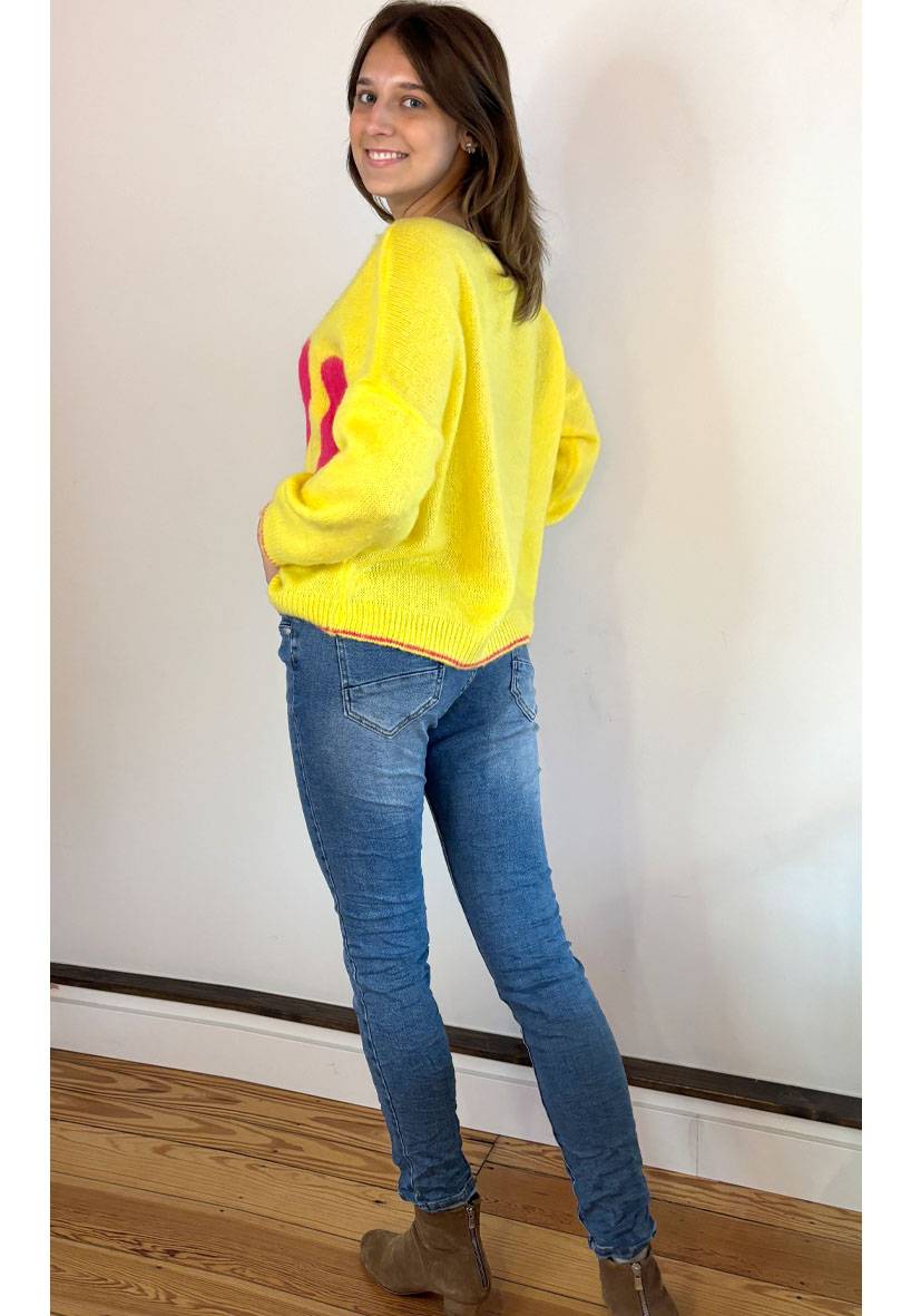 Miss Goodlife Star Jeans Heart Button – Blue