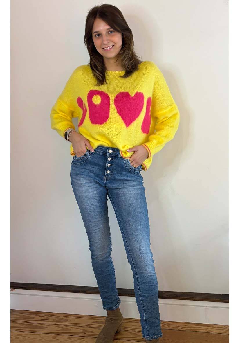 Miss Goodlife Star Jeans Heart Button – blue