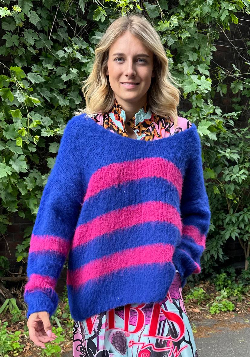 Miss Goodlife Streifenpulli gebrushed – navy / pink