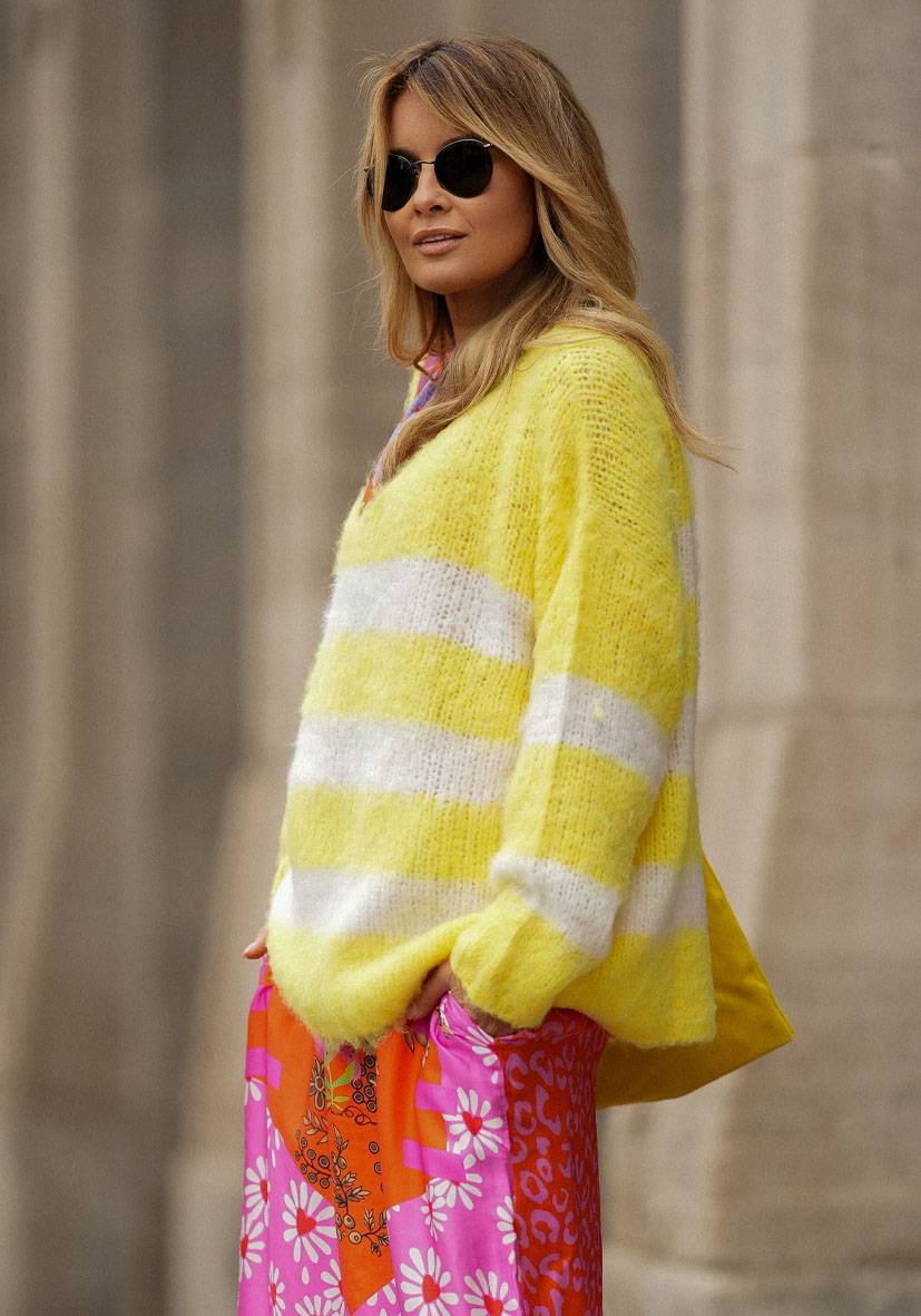 Miss Goodlife Streifenpulli Gebrushed – Yellow/white