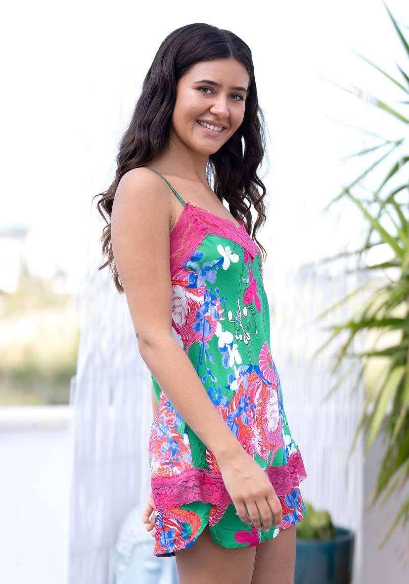 Miss Goodlife Top Green Flower