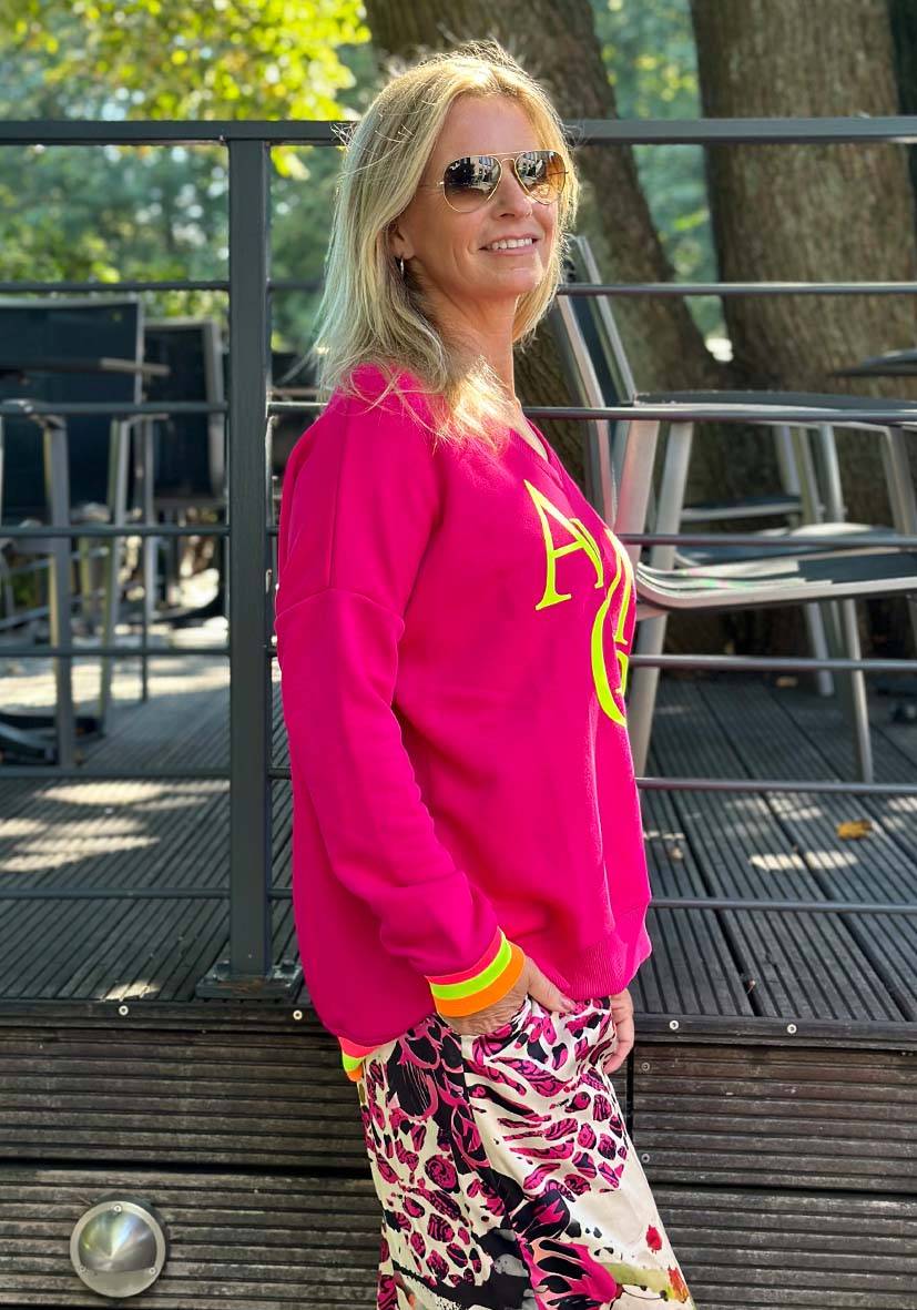 Miss Goodlife V-Neck Amour – Magenta/neonyellow