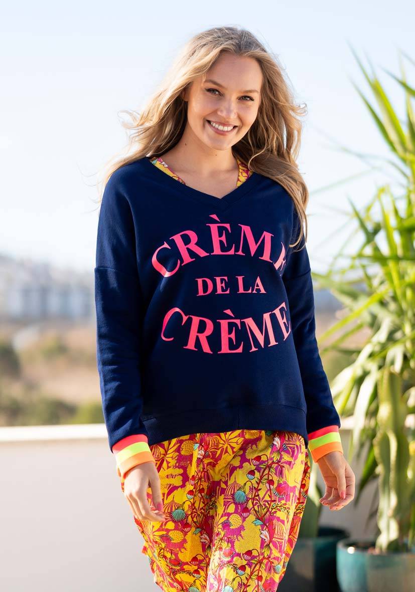 Miss Goodlife V-Neck Crème de la Crème – darkblue