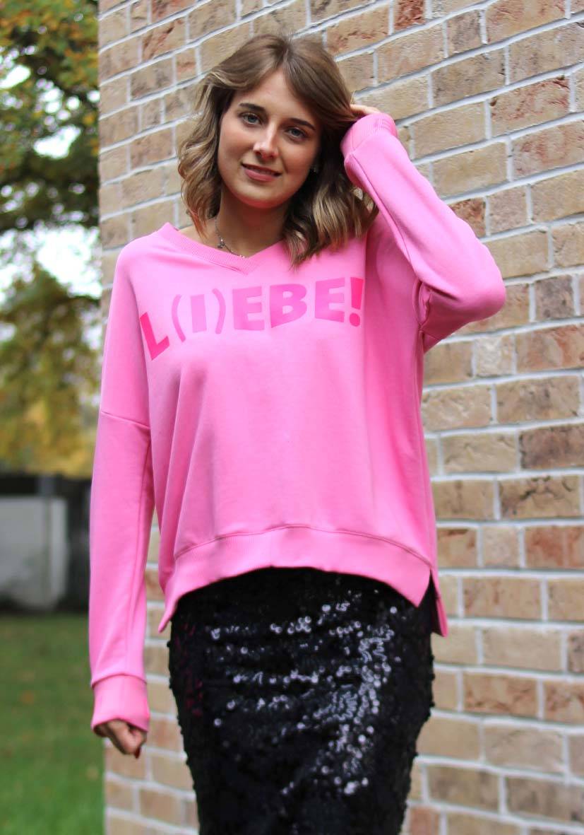 Miss Goodlife V-Neck L(i)ebe – Rose/neonpink