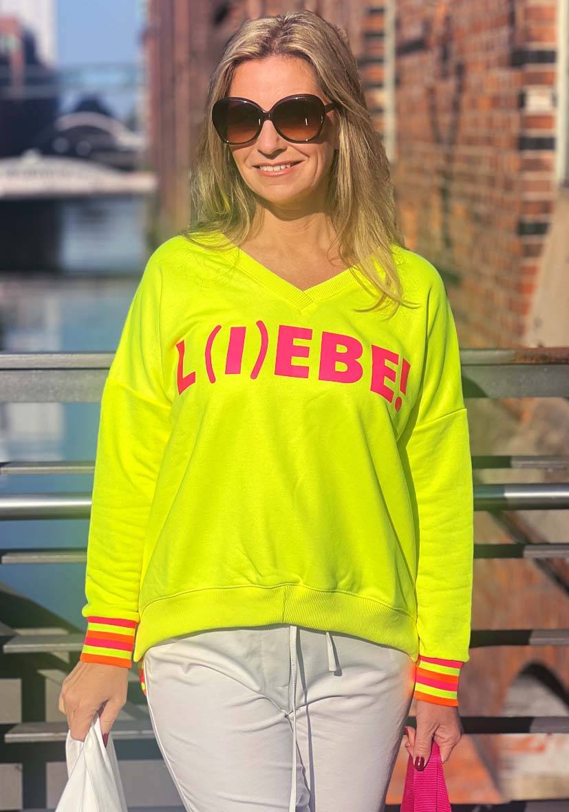 Miss Goodlife V-Neck Liebe – Neonyellow