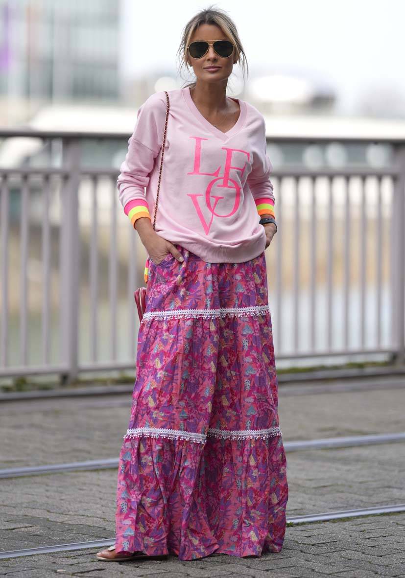 Miss Goodlife V-Neck Love Glitter – Rose/neonpink