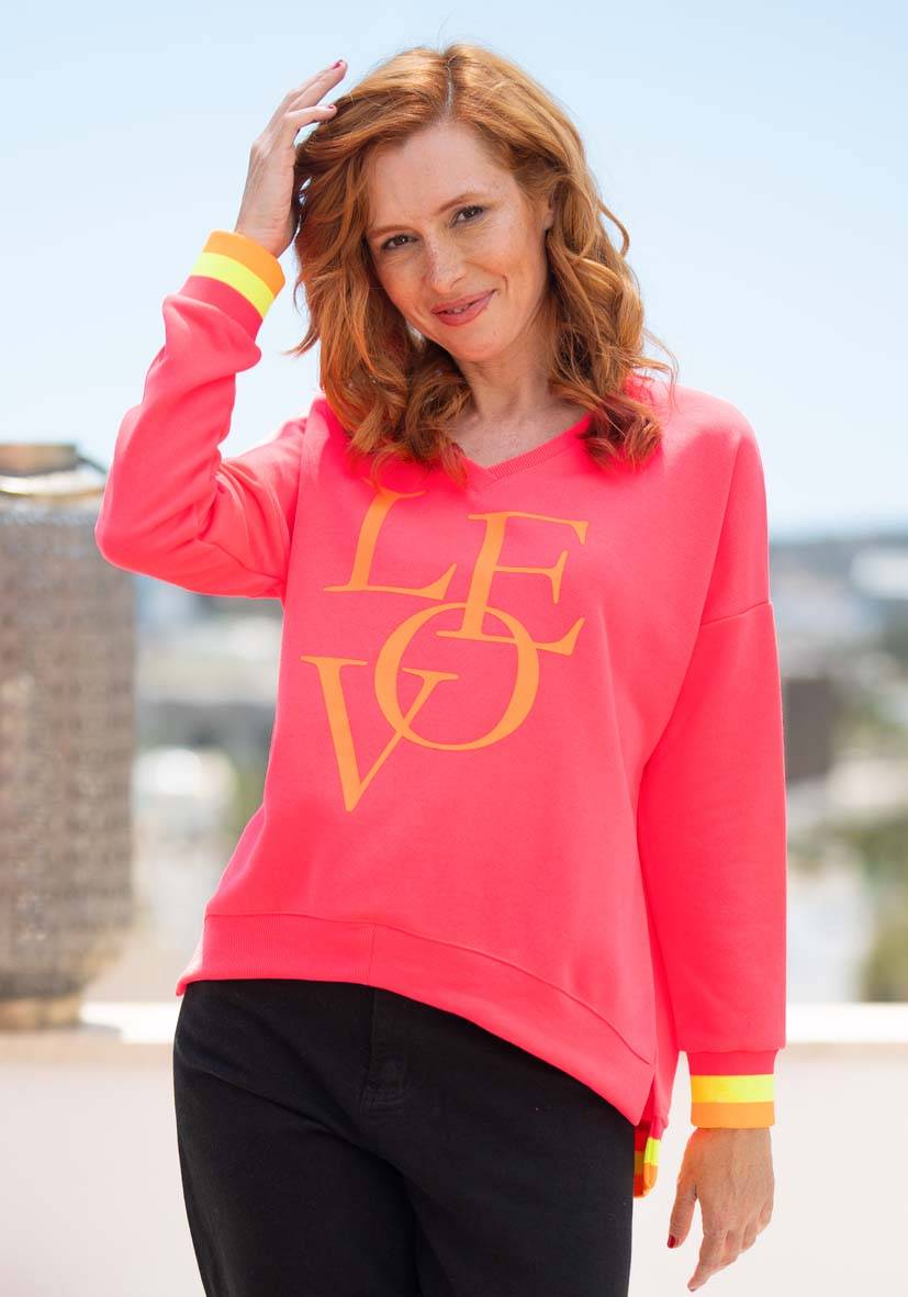 Miss Goodlife V-Neck Love – neonpink/neonorange