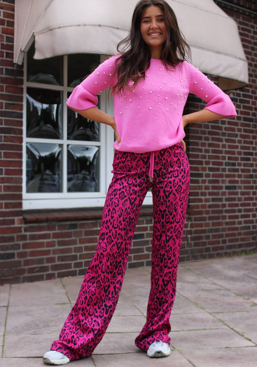 Miss Goodlife Wide Leg Pants Leo – pink