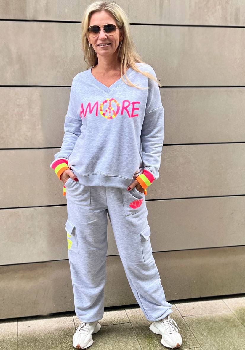 Miss Goodlife Pants Good Energy Namasté – lightgrey melange