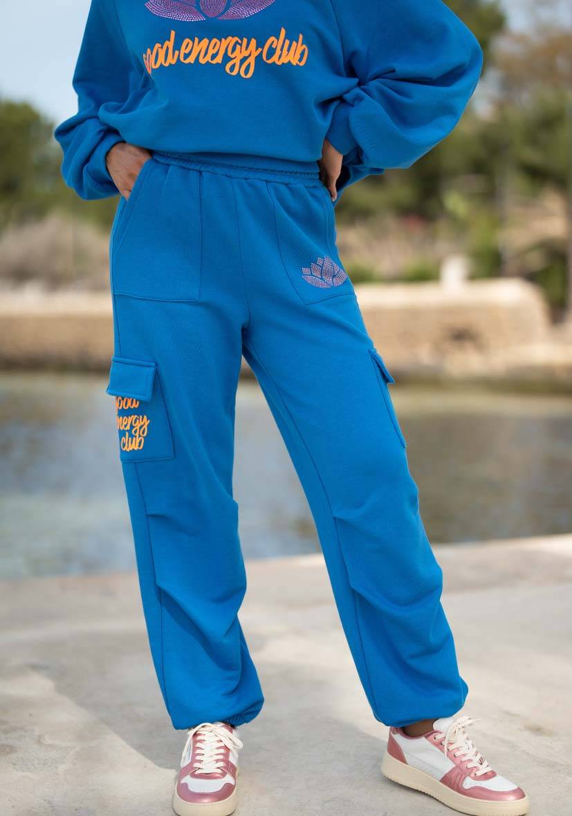 Miss Goodlife Pants Good Energy Namasté Strass – Blue