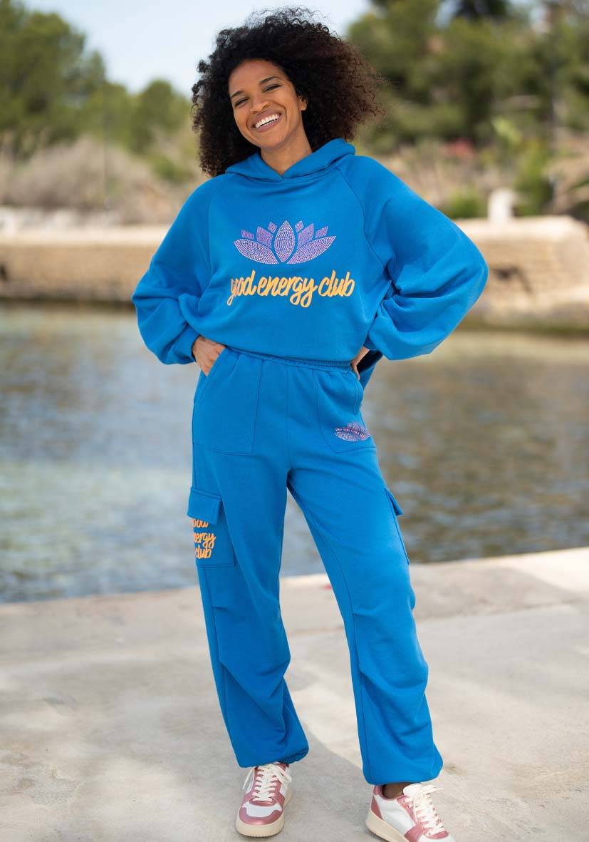 Miss Goodlife Pants Good Energy Namasté Strass – blue