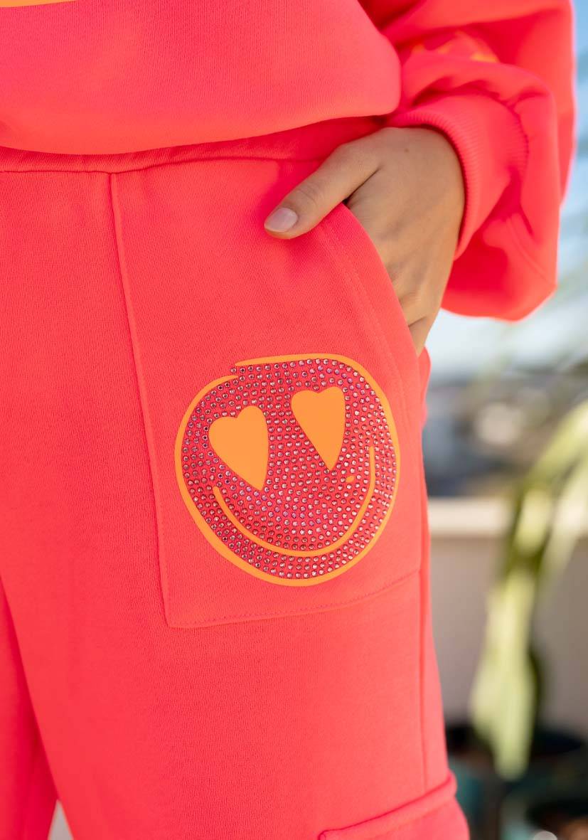 Miss Goodlife Pants Goodlife Heartface – Neonpink/neonorange