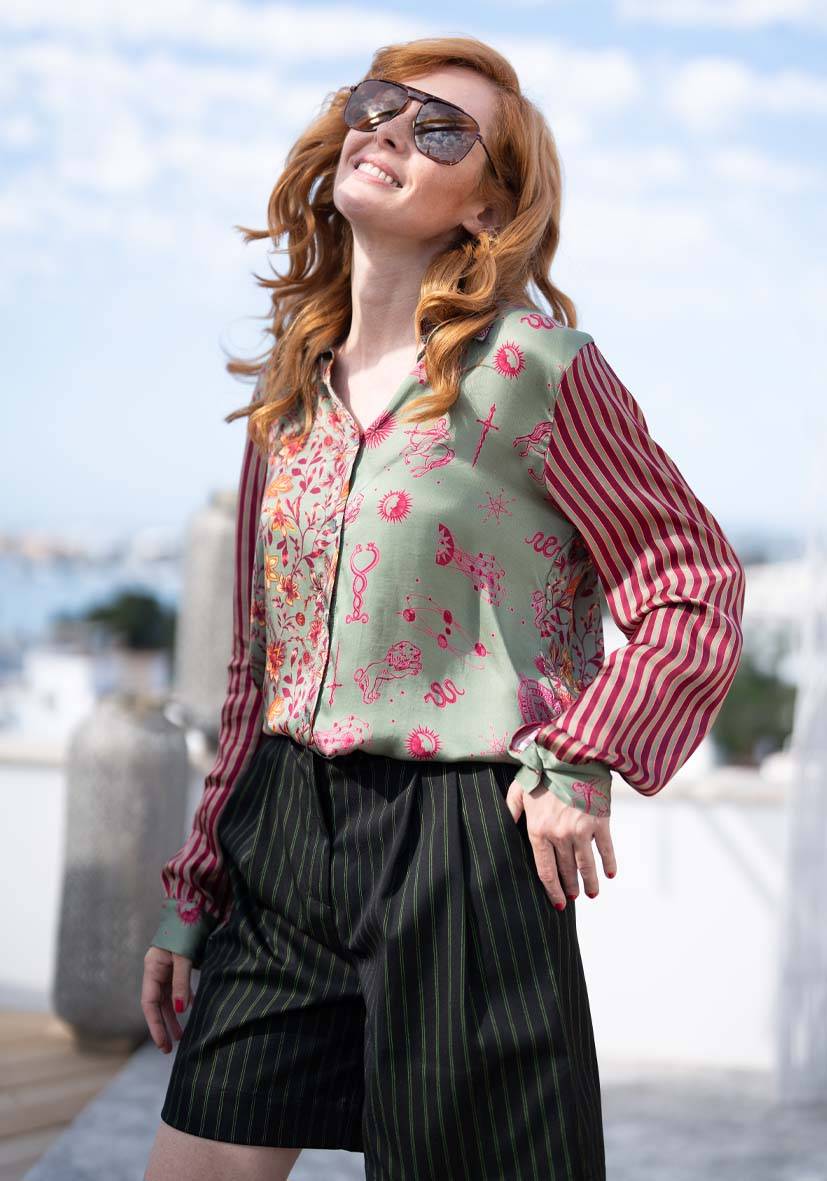 Miss Goodlife Pants Neon Pinstripes Short – Neonyellow