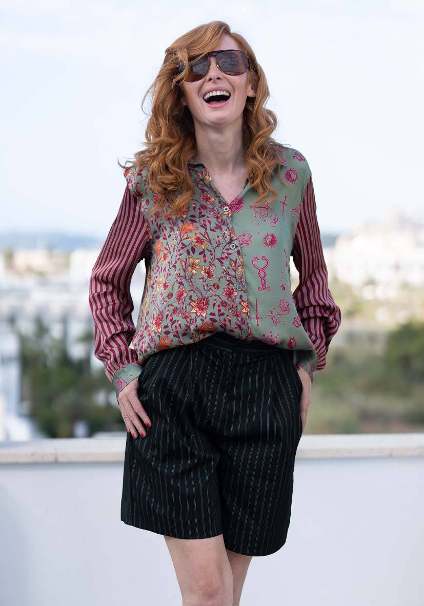 Miss Goodlife Pants Neon Pinstripes short – neonyellow