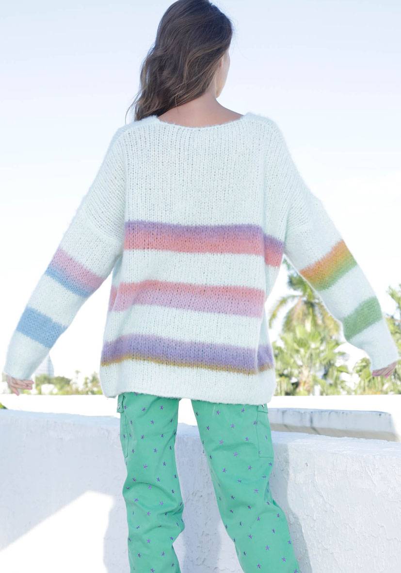 Miss Goodlife Pullover Gebrushed Mit Multicolor Stripes – Mint