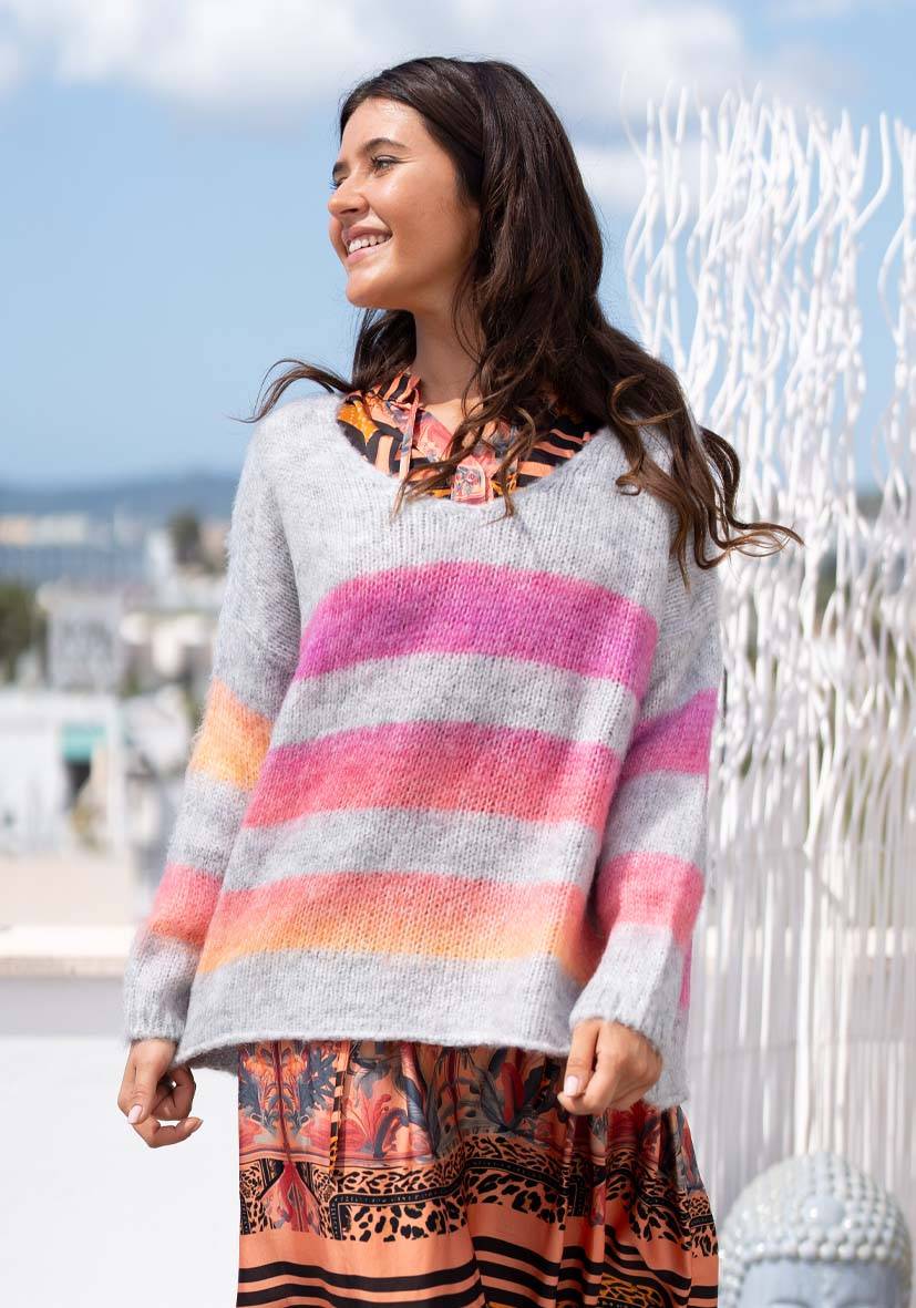 Miss Goodlife Pullover mit multicolor Stripes – lightrey
