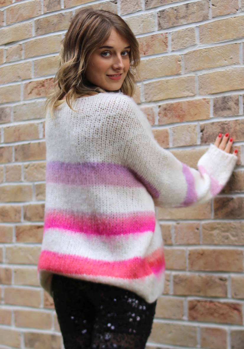 Miss Goodlife Pullover Mit Multicolor Stripes – Offwhite