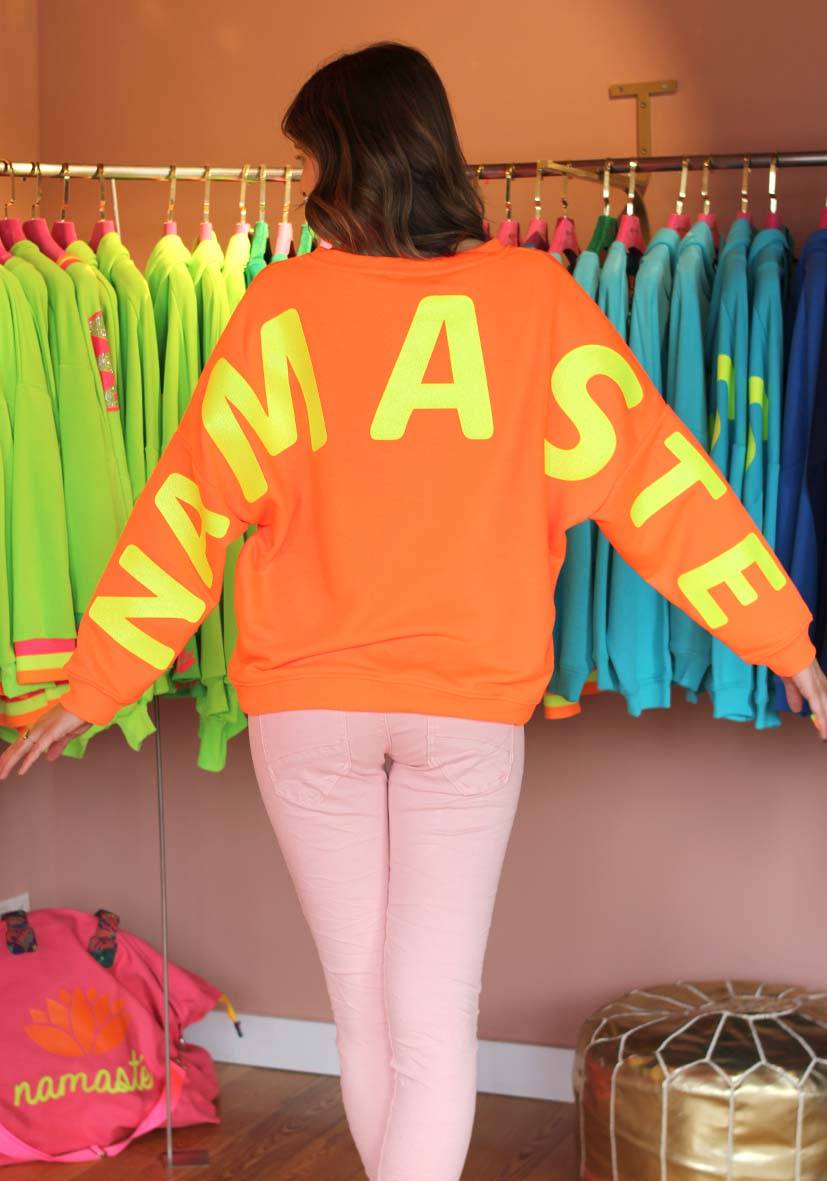Miss Goodlife Roundneck Double Namasté Glitter – Neonorange