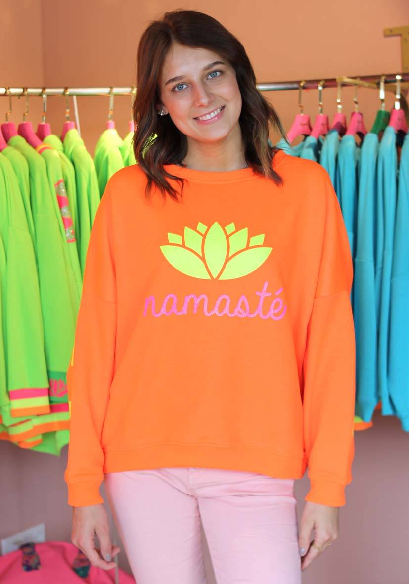 Miss Goodlife Roundneck Double Namasté Glitter – neonorange