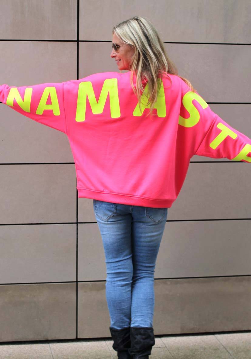 Miss Goodlife Roundneck Double Namasté Glitter – Neonpink