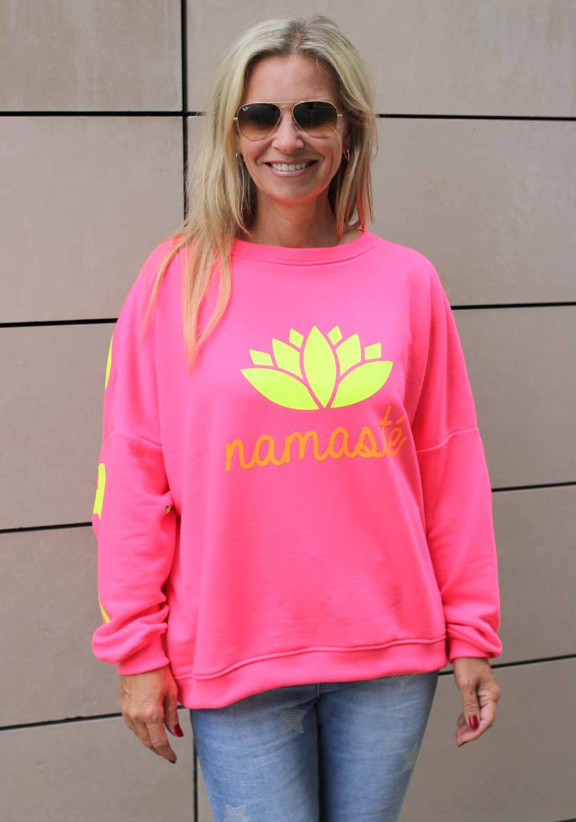 Miss Goodlife Roundneck Double Namasté Glitter – neonpink