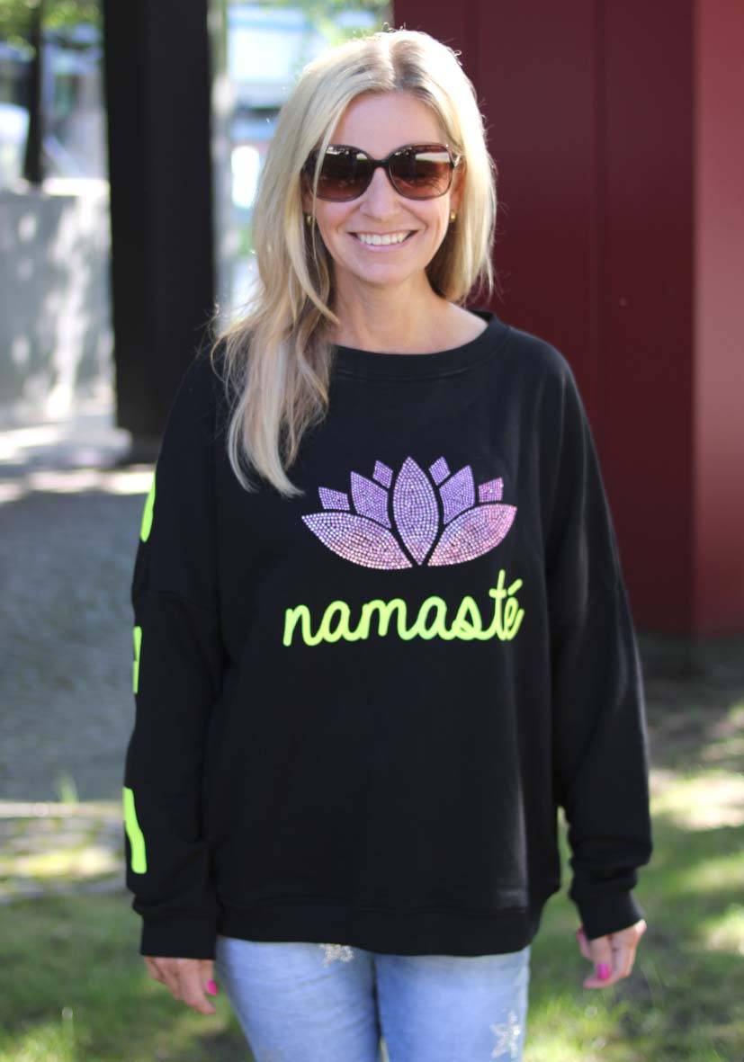 Miss Goodlife Roundneck Double Namasté Strass – black