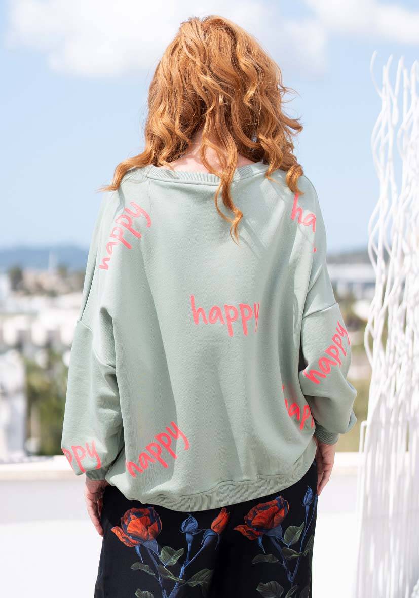 Miss Goodlife Roundneck Happy Heartface Strass – Almond