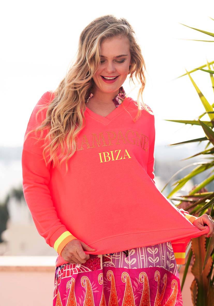 Miss Goodlife V-Neck Champagne Ibiza – Neonpink/neonyellow