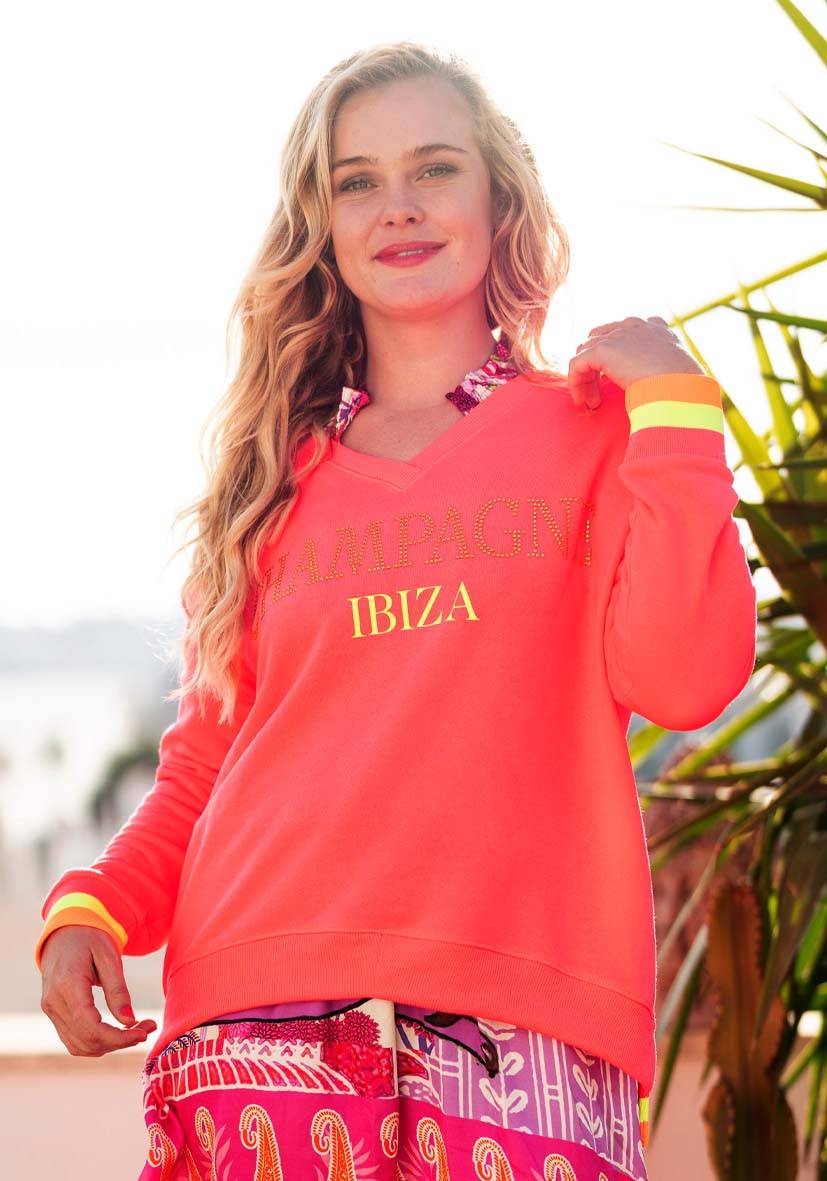 Miss Goodlife V-Neck Champagne Ibiza – neonpink/neonyellow