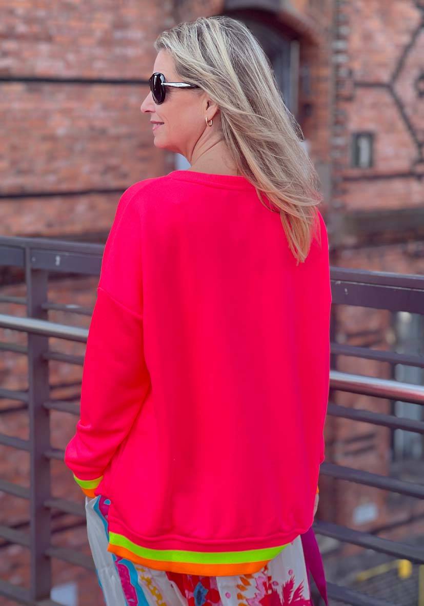 Miss Goodlife V-Neck Champagne Love Strass – Neonpink/neonyellow