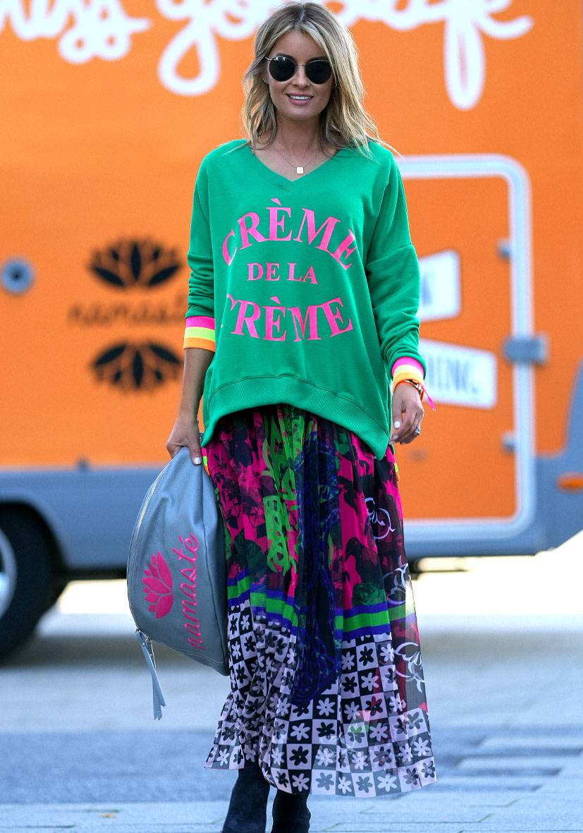 Miss Goodlife V-Neck Crème De La Crème – Green/neonpink