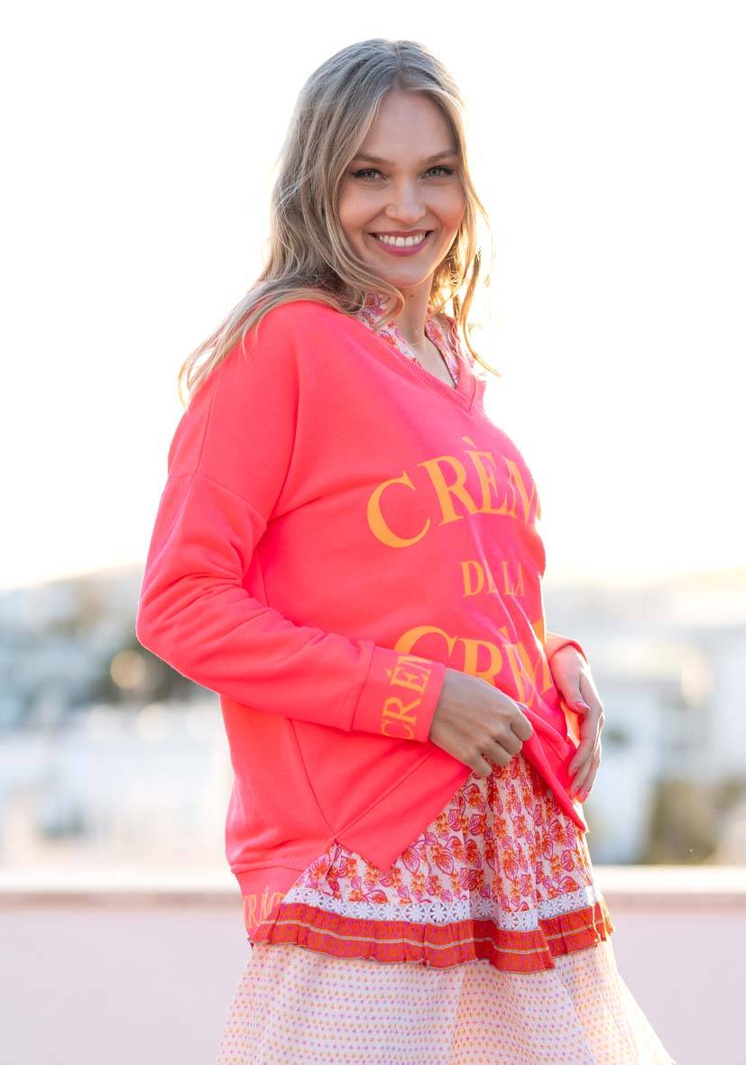 Miss Goodlife V-Neck Crème de la Crème – neonpink/neonorange