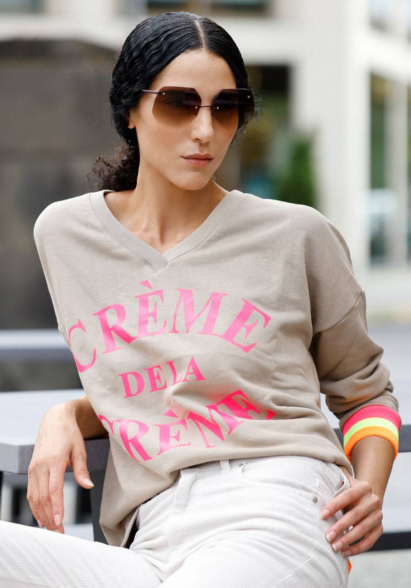 Miss Goodlife V Neck Crème De La Crème – Sand/neonpink