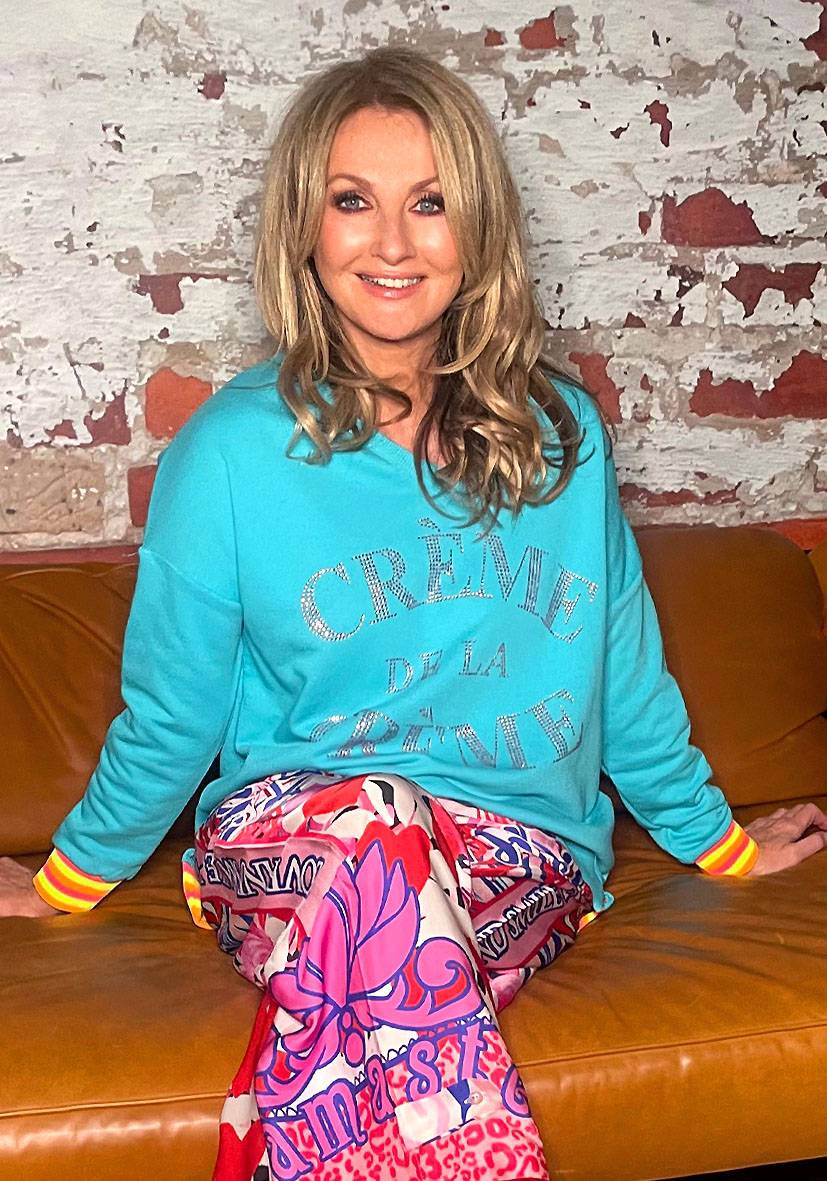 Miss Goodlife V-Neck Crème de la Crème Strass – turquoise