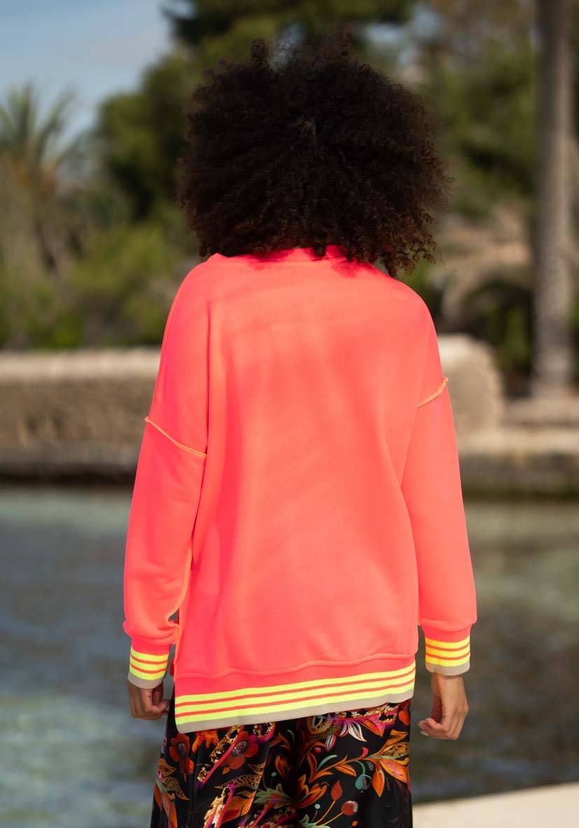 Miss Goodlife V-Neck Good Energy Namasté Strass – Neonpink