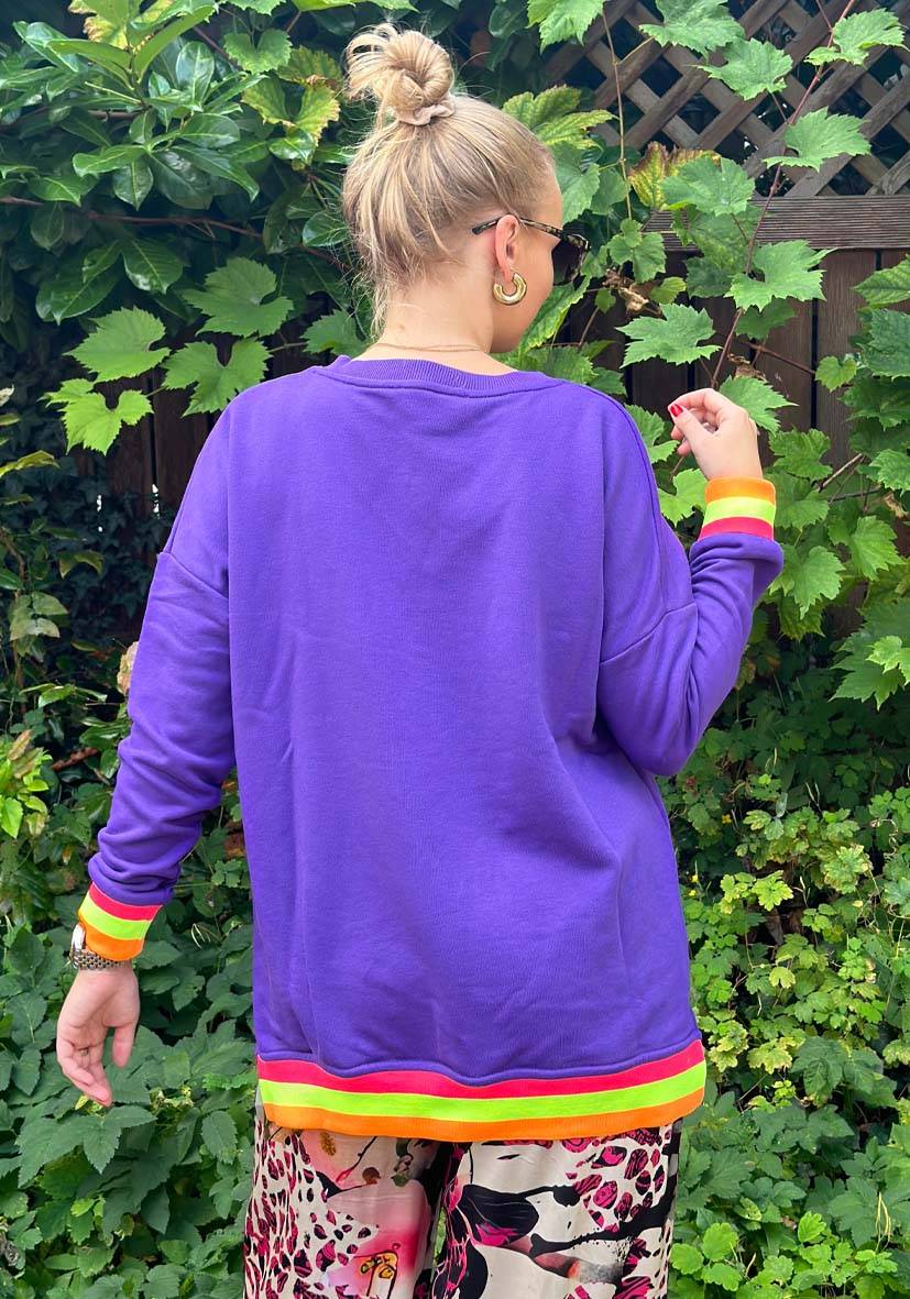 Miss Goodlife V-Neck L(i)ebe Frottee – Lilac/neonyellow