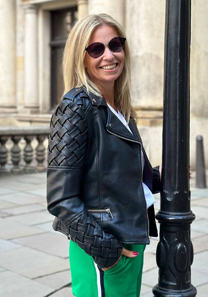 Miss Goodlife Vegane Lederjacke Mit Flechtmuster – Black