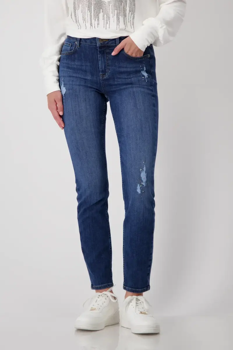 Monari Destroyed Jeans mit Strass