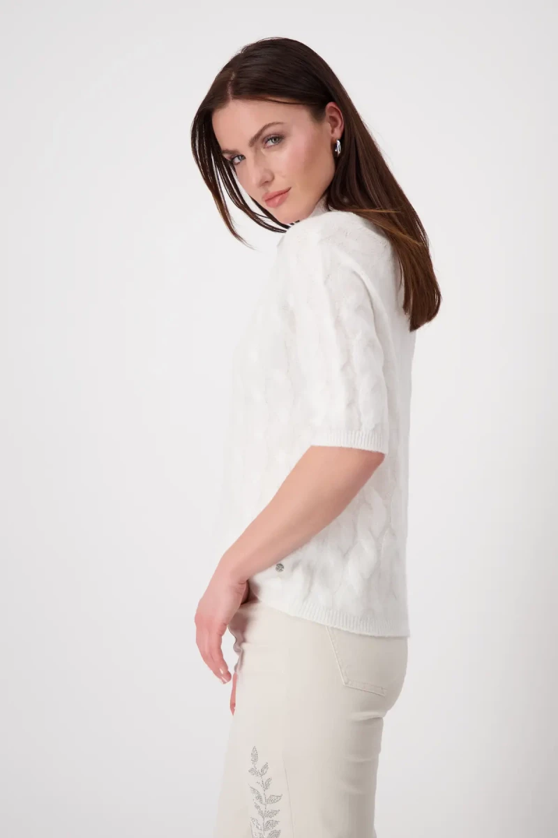 Monari Flauschiger Pullover Mit Zopfmuster