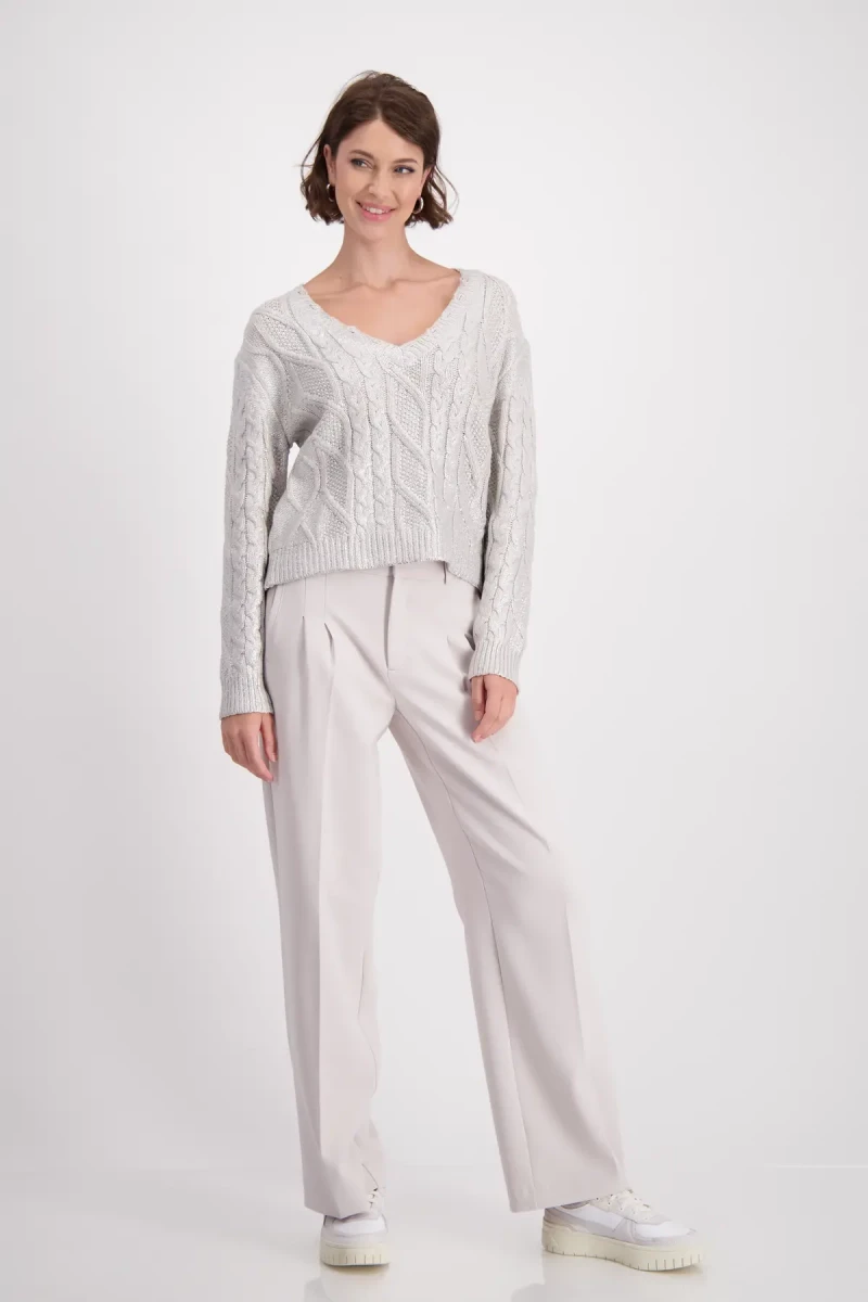 Monari Glänzender Pullover Mit Zopfmuster