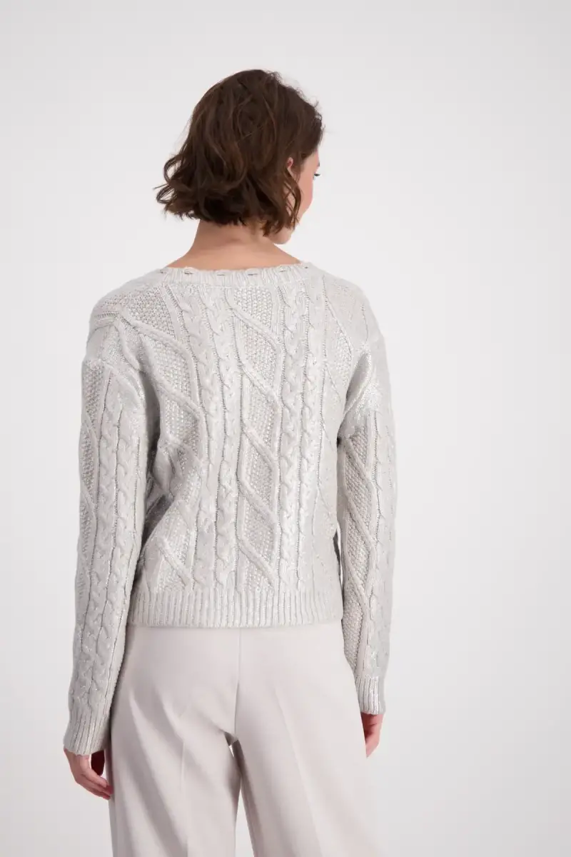 Monari Glänzender Pullover Mit Zopfmuster