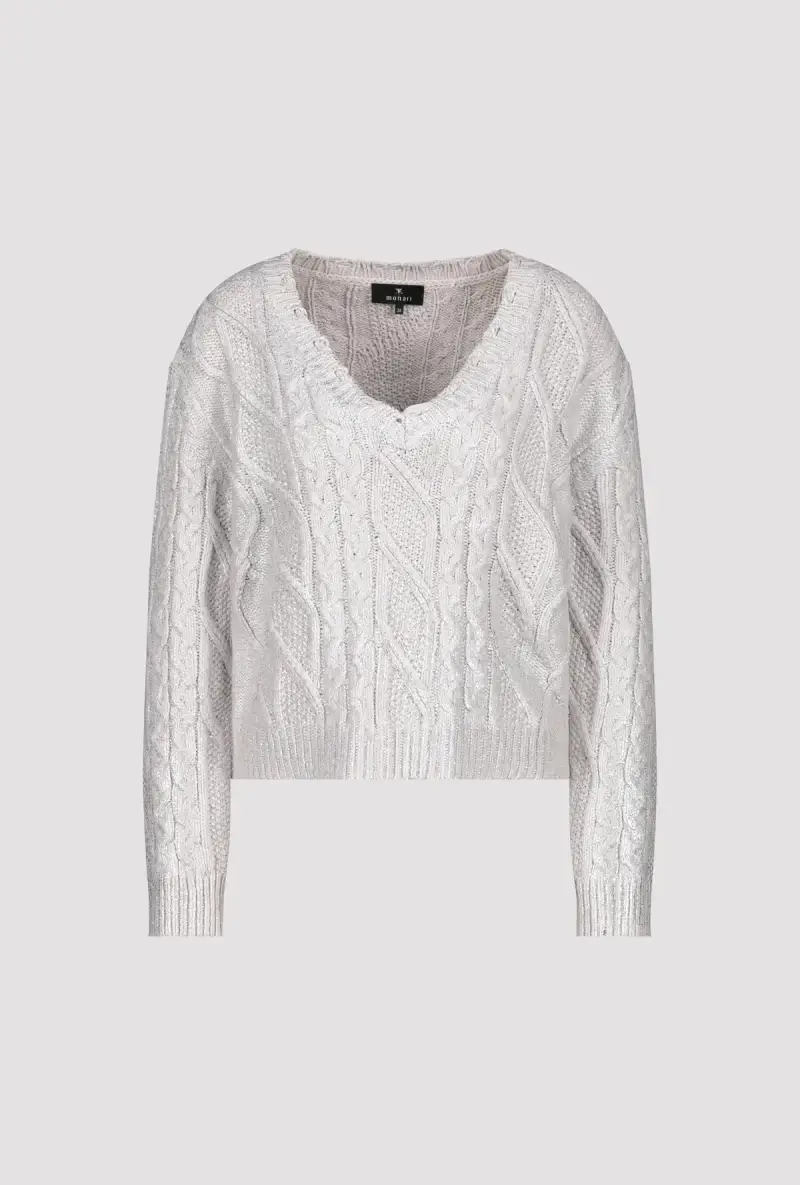 Monari Glänzender Pullover Mit Zopfmuster