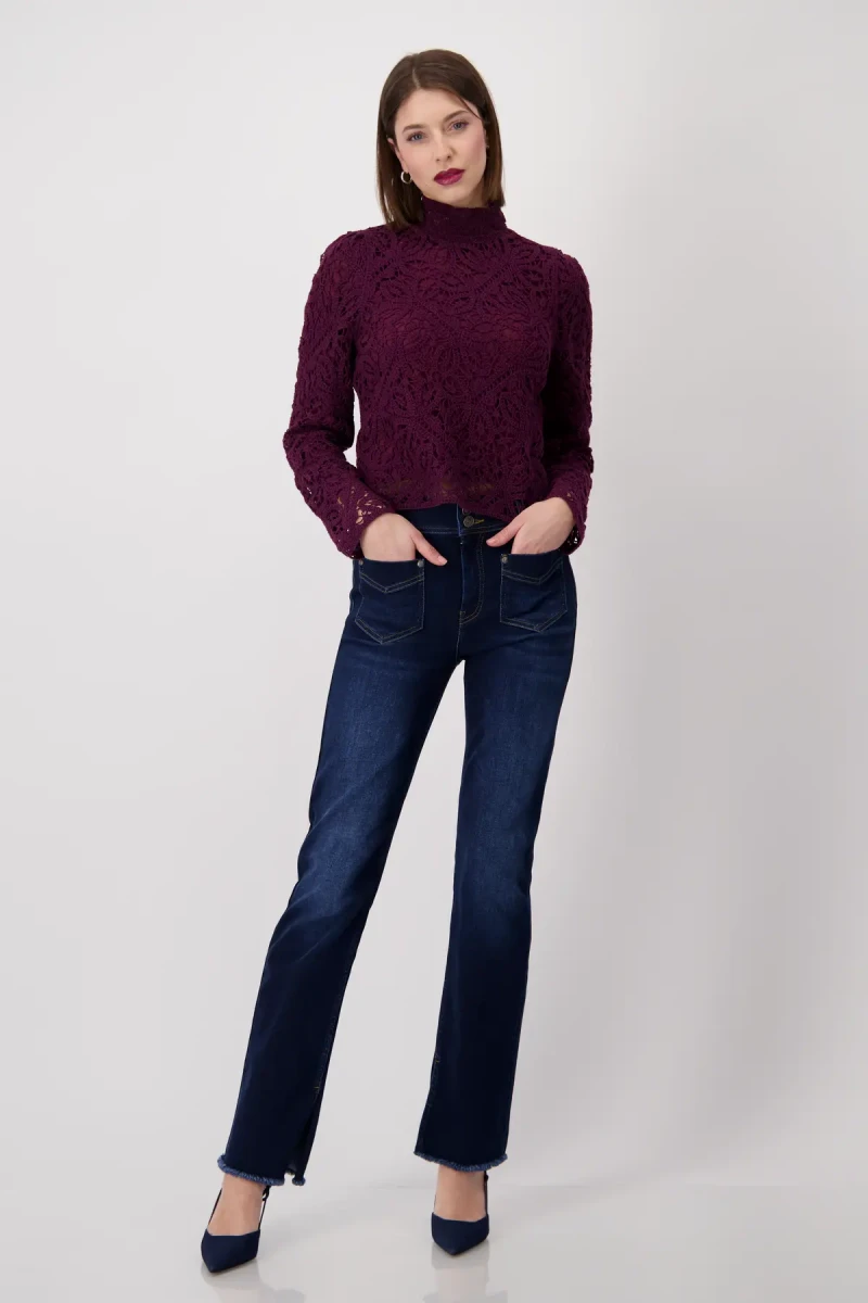 Monari Pullover Mit Cornelly Häckelmuster