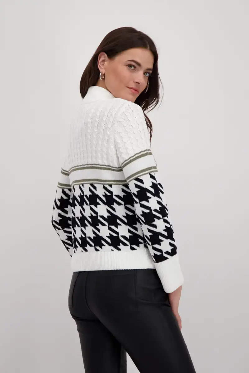 Monari Pullover Mit Hahnentrittmuster
