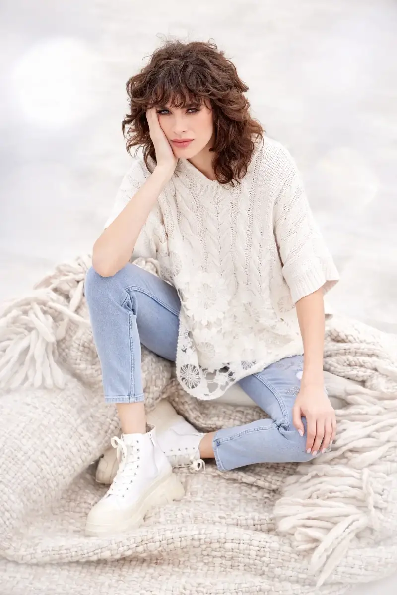 Monari Pullover mit Spitze