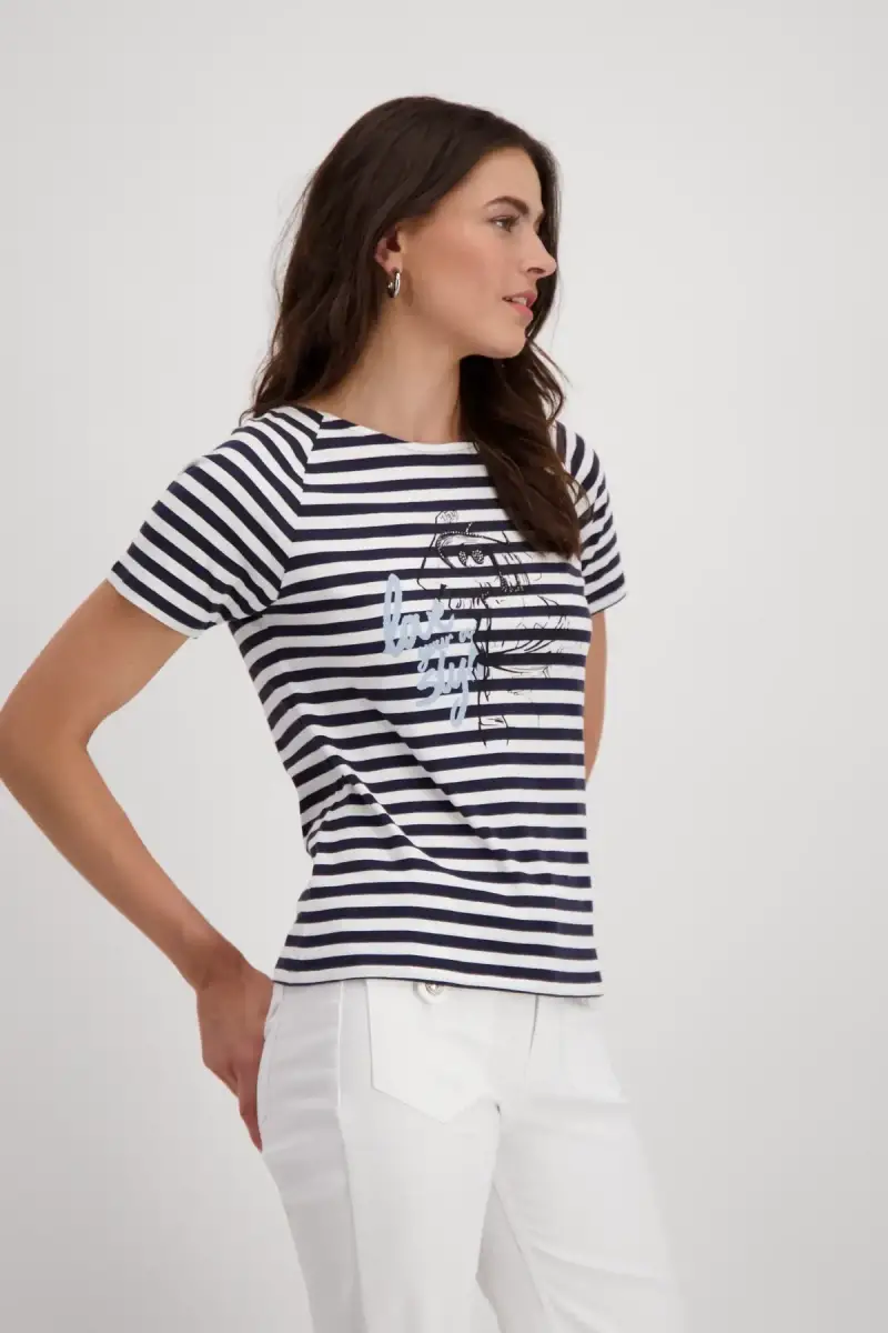 Monari Ringel Shirt Mit Frauen Zeichnung