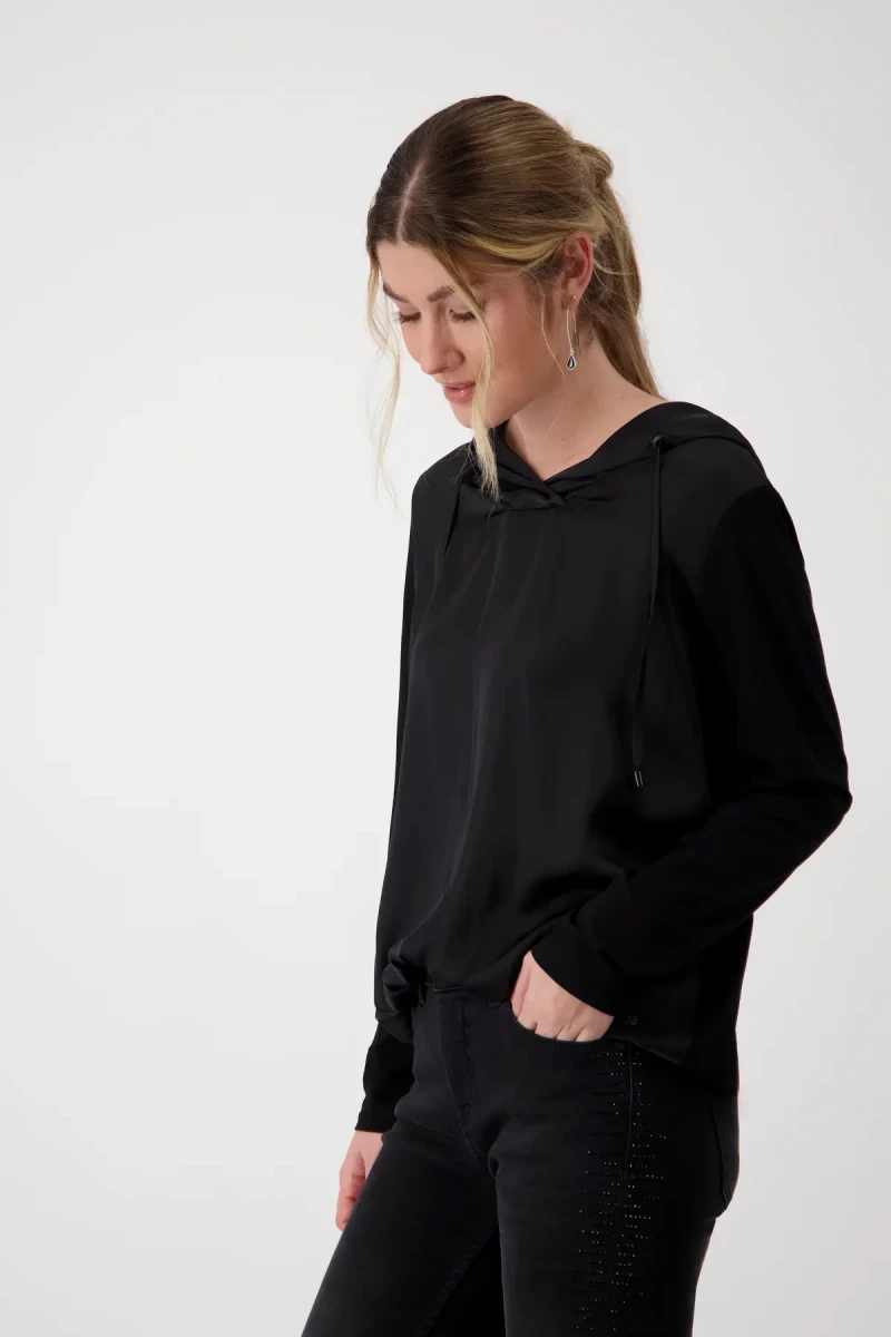 Monari Satin Blusenshirt Mit Kapuze