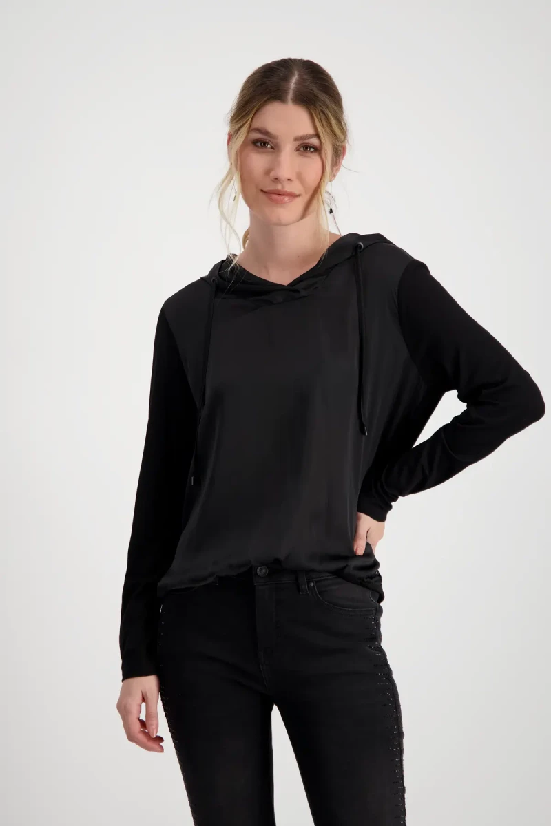 Monari Satin Blusenshirt mit Kapuze