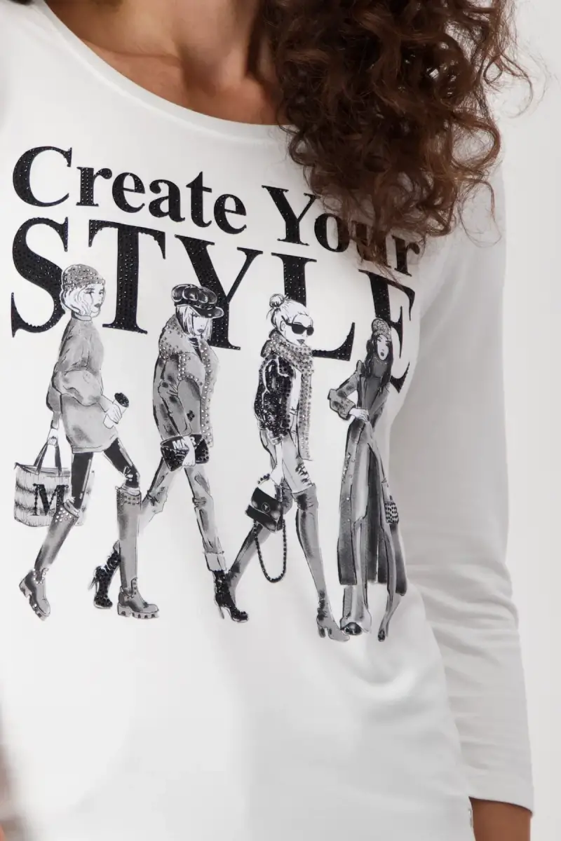 Monari Shirt Mit Frauen Zeichnung